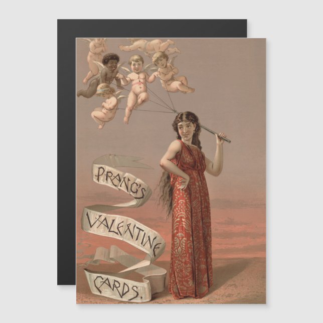 Carte Magnétique Prang's Valentine Cards AD, Woman & Cherubs (Devant / Derrière)