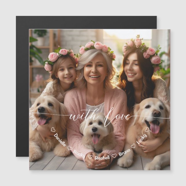 Carte Magnétique Premier jour des mères Chien Grand-mère | Photo pe (Devant / Derrière)