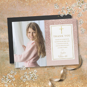 Carte Magnétique Premier Rose Communion Parties scintillant or Merc