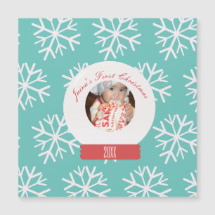 Carte Magnétique Premiers Snowglobe Snowflakes de Noël pour bébé Tu