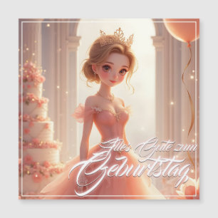 Carte Magnétique Princesse d'anniversaire en robe de rêve rose