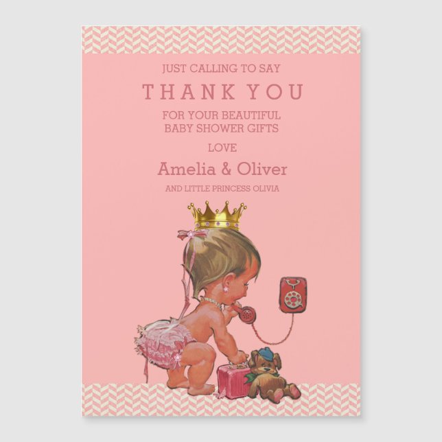 Carte Magnétique Princesse sur le Merci de chevrons de nounours de (Devant)