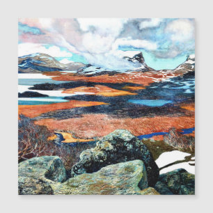 Carte Magnétique Printemps en Laponie, peinture d'art