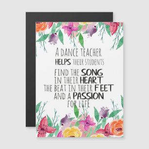 Carte Magnétique Professeur de danse décor Cadeau d'appréciation po