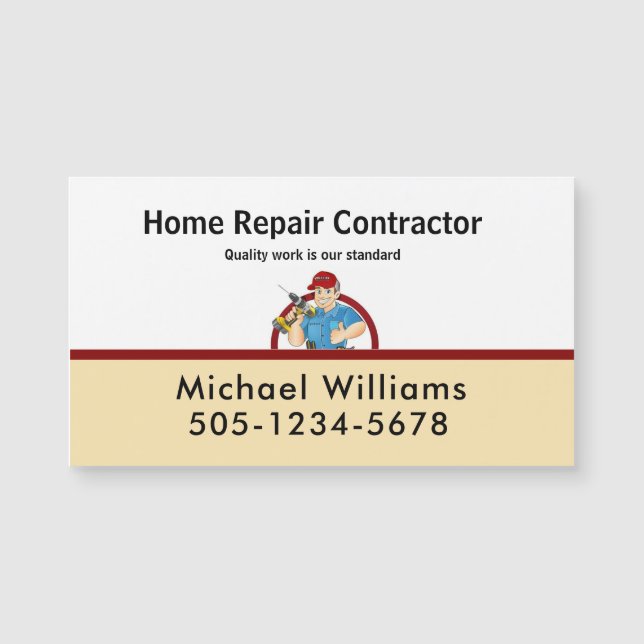 Carte Magnétique Promotionnels Handyman Entrepreneur Domicile Répar (Devant)