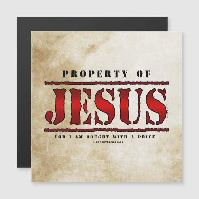 Carte Magnétique Propriété de Jésus (Devant / Derrière)