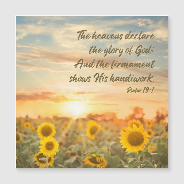 Carte Magnétique Psalm 19:1 NKJV Sunflower and Sunrise Bible Verse (Devant)