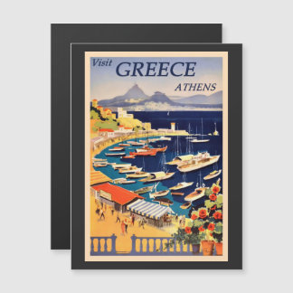 Carte Magnétique Publicité touristique vintage Athènes Grèce