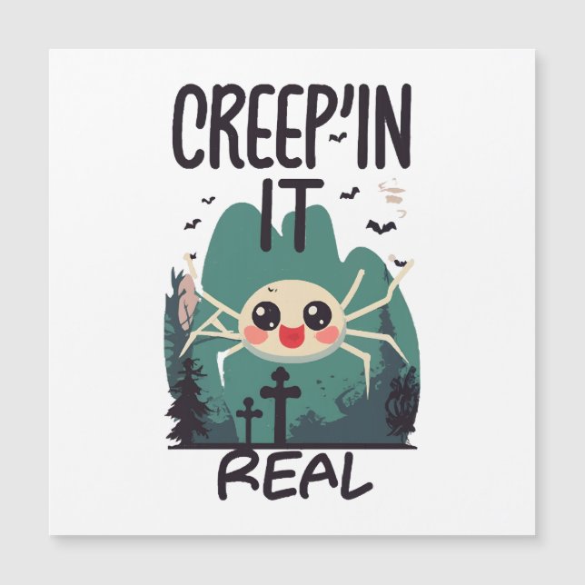 Carte Magnétique Pun d'araignée de Halloween Kawaii (Devant)