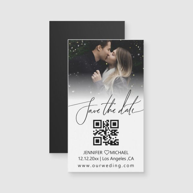 Carte Magnétique qr code couple photo enregistrer la date minimum a (Devant / Derrière)