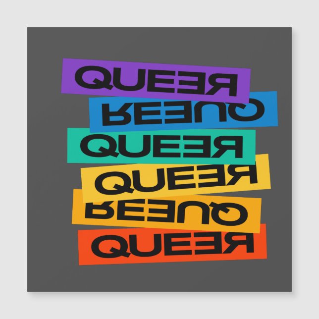 Carte Magnétique Queer- Gay gay avec la couleur arc-en-ciel (Devant)
