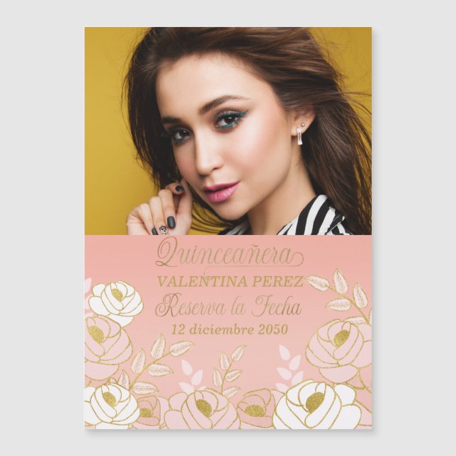 Carte Magnétique Quinceanera espagnole Enregistrer la date Reserva  (Devant)