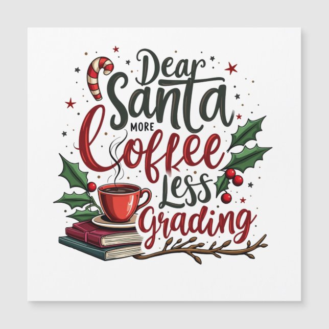 Carte Magnétique Raccoon portant le chapeau du Père Noël (Devant)