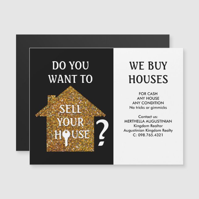Carte Magnétique Realtor NOUS ACHETONS DES MAISONS (Devant / Derrière)