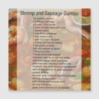 Carte Magnétique Recette de gumbo crevettes et saucisses facile