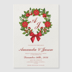 Carte Magnétique Red Green Poinsettia Berries mariage de Noël