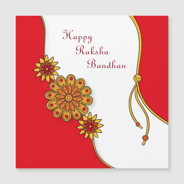 Carte Magnétique Red Stylisé Happy Raksha Bandhan (Devant)