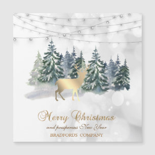 Carte Magnétique Reindeer, Forêt, Éclairage à cordes Bokeh Company