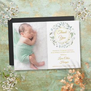Carte Magnétique Remerciement de photo de naissance de bébé avec fe