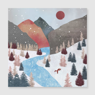 Carte Magnétique Renard Chassant en Hiver