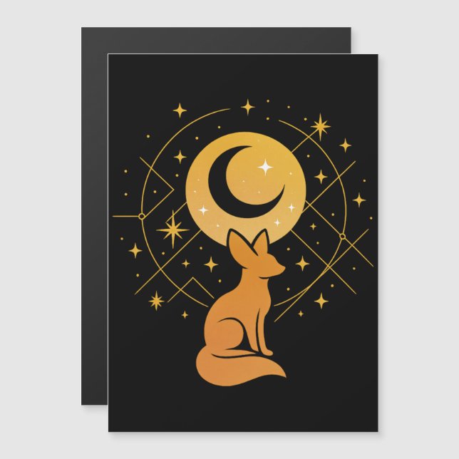 Carte Magnétique Renard du désert céleste - Lune et étoiles Cosmiqu (Devant / Derrière)