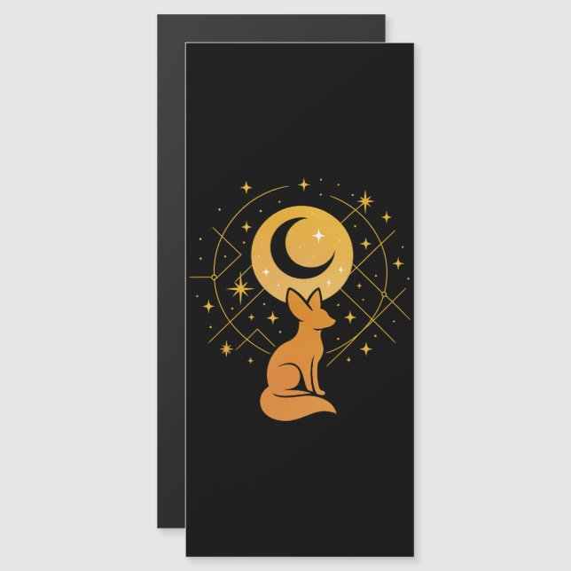 Carte Magnétique Renard du désert céleste - Lune et étoiles Cosmiqu (Devant / Derrière)