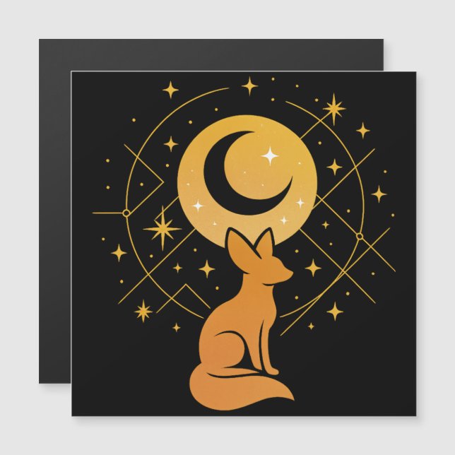 Carte Magnétique Renard du désert céleste - Lune et étoiles Cosmiqu (Devant / Derrière)
