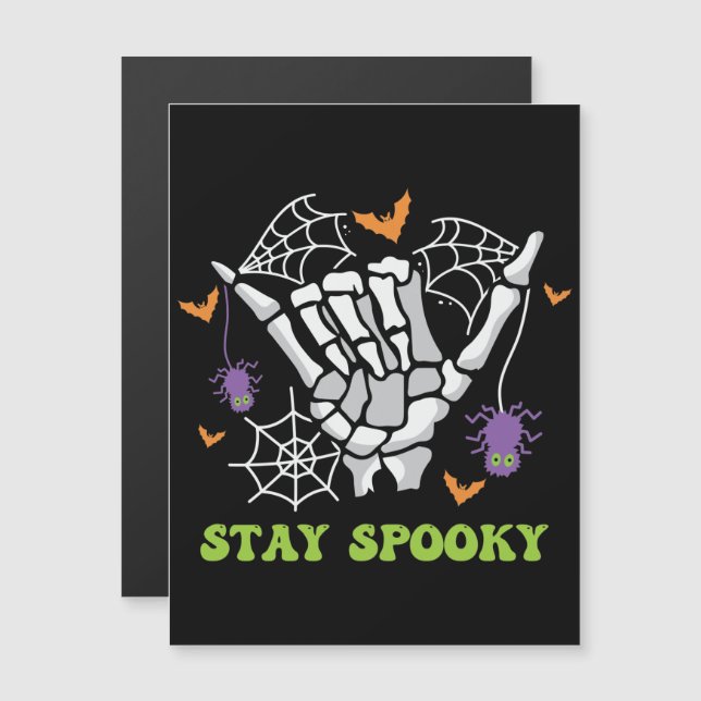 Carte Magnétique Restez Éffrayant Halloween Squelette main (Devant / Derrière)