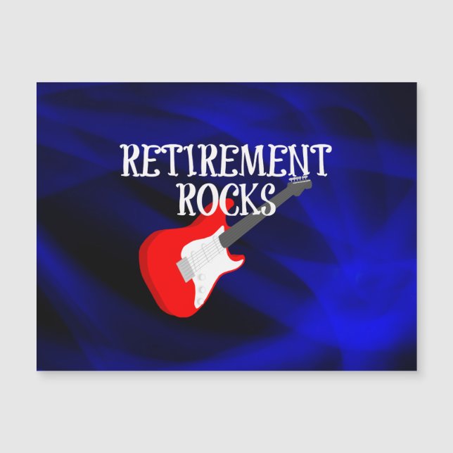 Carte Magnétique Retirement Rocks, rockin' guitare rouge et blanche (Devant)