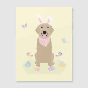 Carte Magnétique Retriever doré Bunny de Pâques