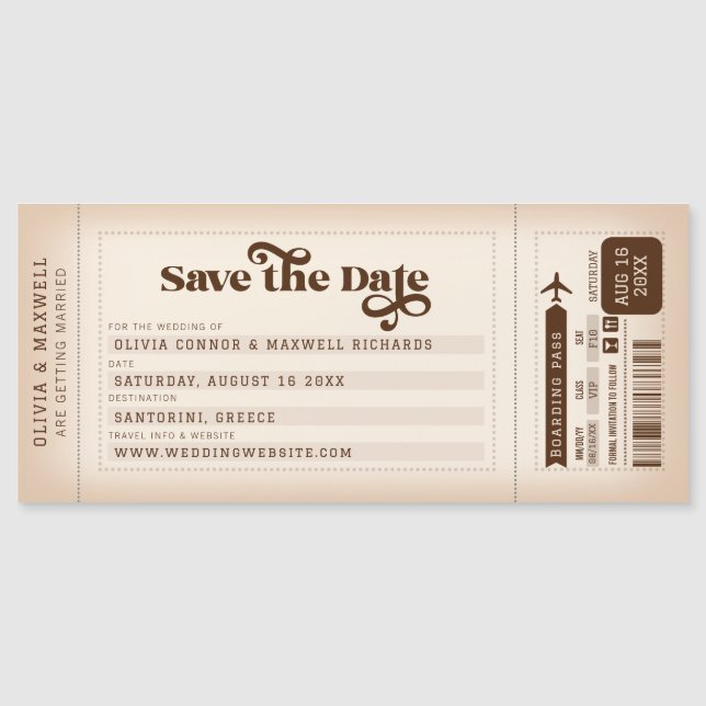 Carte Magnétique Retro Boarding Pass Enregistrer l'aimant Date (Devant)