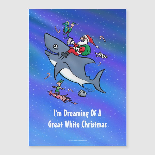 Carte Magnétique Rêver D'Un Grand Requin Blanc Drôle Noël (Devant)