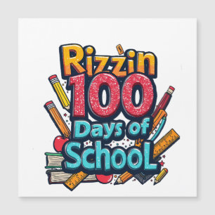 Carte Magnétique Rizzin 100 jours de l'école Gen Alpha Funny