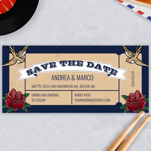 Carte Magnétique Rockabilly Tattoo Mariage gothique Enregistrer la  (Créateur téléchargé)