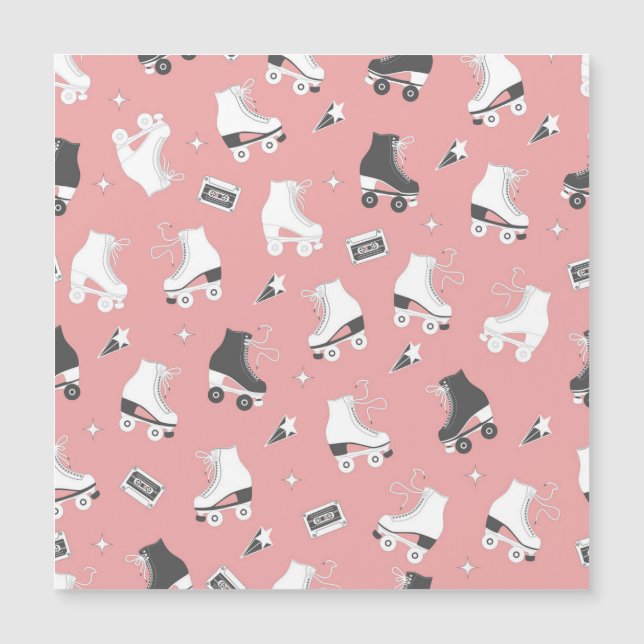 Carte Magnétique Roller skates cassette motif. (Devant)