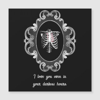 Carte Magnétique Romance Gothique Crâne et Cœur Saint Valentin