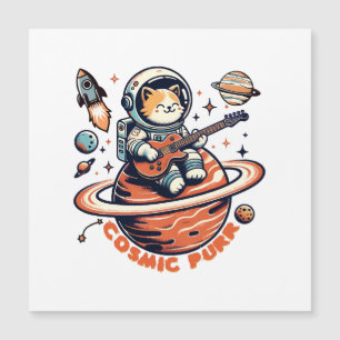 Carte Magnétique Ronron cosmique - Chat guitariste astro