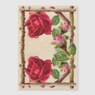Carte Magnétique Rose ancienne vintage rustique victorienne antique
