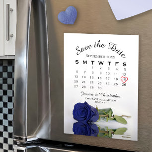 Carte Magnétique Rose bleu marine Enregistrer le calendrier de la d