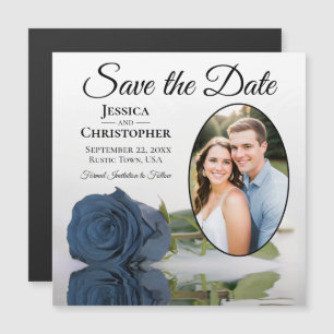 Carte Magnétique Rose en Acier Bleu Mariage Sauvegarder La Date Pho