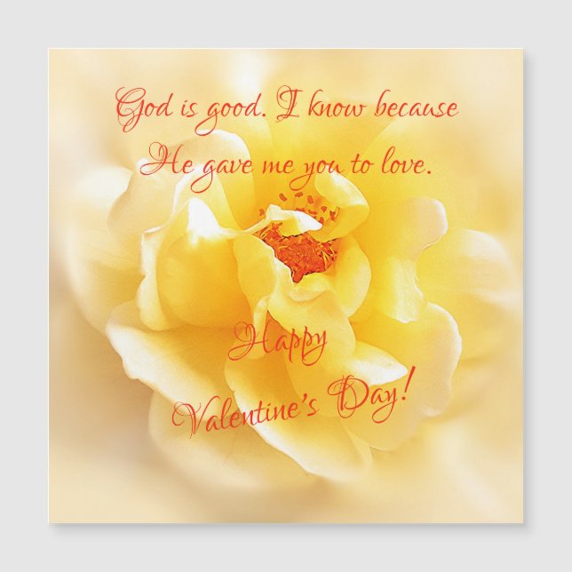 Carte magnétique Rose jaune blanc Saint Valentin (Devant)