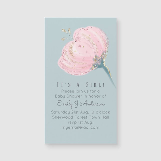 Carte Magnétique Rose moderne et tendance, bleu bébé et bleu foncé  (Devant)