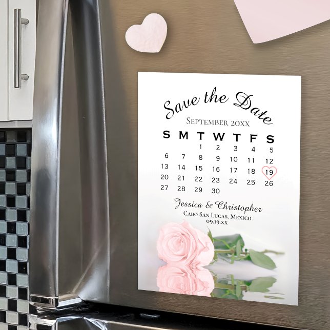 Carte Magnétique Rose rose pâle Enregistrer l'aimant Calendrier de  (Créateur téléchargé)