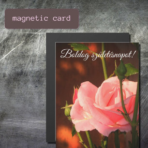 Carte Magnétique Rose rose photo - anniversaire hongrois