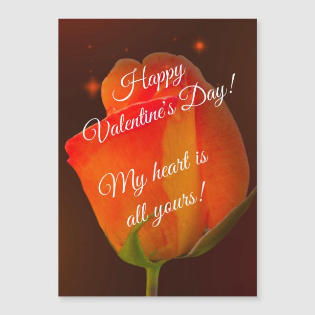 Carte magnétique Rose rouge jaune Saint Valentin (Devant)