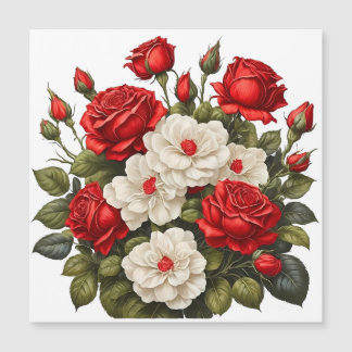 Carte Magnétique Roses rouges et blancs
