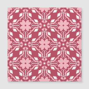 Carte Magnétique Rouge, beige à fleurs, papier peint motif sans cou