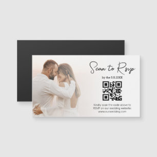Carte Magnétique rsvp qr code minimaliste mariage photo aimant