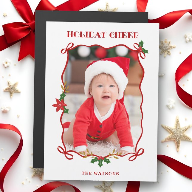 Carte Magnétique Rubans et vaches rouges mignons 1 Photo (Créateur téléchargé)