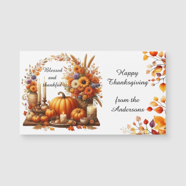 Carte Magnétique Russe Thanksgiving Citrouille Aquarelle Automne (Devant)